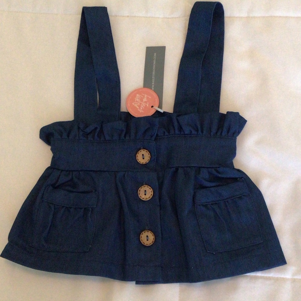 Bailey’s Blossoms - Dark Blue Ruffled Suspender Skirt